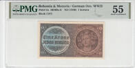 BOHEMIA & MORAVIA P.3a - 1 Koruna ND1940 PMG 55 -