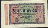 Allemagne / Deutschland / Germany 20000 Mark Reichsbanknote série U-BX -