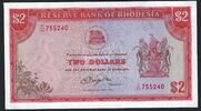 Rhodesie / Rhodesia 2 Dollars Reserve Bank of Rhodesia -