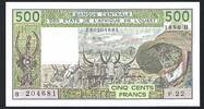 Benin 500 Francs Banque Centrale des états de l'Afrique de l'ouest F.22 -