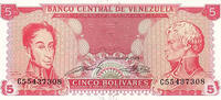   Venezuela 5 Bolivar Banknote (1989) - No CARACAS Notation  0,86 EUR  Excl. 34,56 EUR Verzending