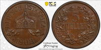 German East Africa  5 Heller 1908-J PCGS MS63BN