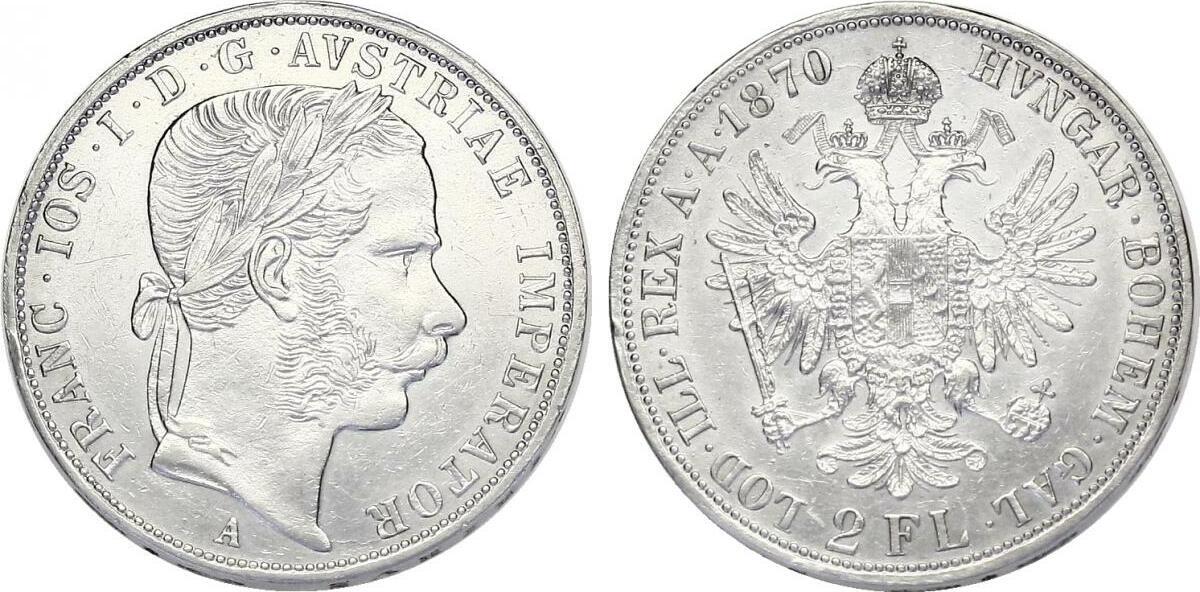 Östereich - Ungarn 2 Gulden (Doppelgulden) 1870 A Franz Joseph (1848 ...