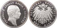 Kaiserreich Sachsen 3 Mark King Friedrich August III -