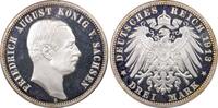 Kaiserreich Sachsen 3 Mark King Friedrich August III -