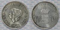 Monaco 10 Francs Prince Rainier III and Princess Grace, 10th wedding anniversary -