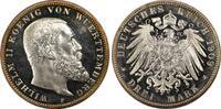 Kaiserreich Württemberg 3 Mark King William II -