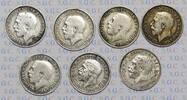 Grossbritannien 3 Pence Lot of 7 -