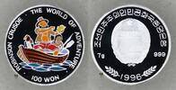 Korea (Nord) 100 Won Adventurer, Robinson Crusoe with parrot in colour -