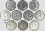 Drittes Reich 2 RM Hindenburg with Swast. - Lot of 10 different coins -