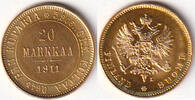 Finnland, 20 Markkaa, 1911, Zar Nikolaus II.,1894-1917, fast stempelglanz, 825,00 EUR  plus 10,00 EUR verzending