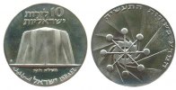 Israel 10 Lirot Ag 23.Jahrestag Unabhängigkeit, Industrie, mit Stern, angelaufen -