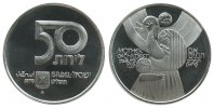 Israel 50 Lirot Ag 31.Jahrestag Unabhängkeit, Mutter mit Kind, angelaufen -