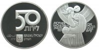 Israel 50 Lirot Ag 31.Jahrestag Unabhängkeit, Mutter mit Kind, angelaufen -
