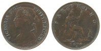 GB Großbritannien ab 1708 1 Farthing Br Victoria, H, feiner kratzer -