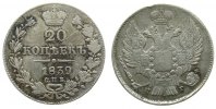 Rußland 20 Kopeken Ag Nikolaus I, St.Petersburg -