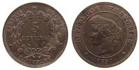 Frankreich 5 Centimes Br Ceres, A, Gad.157a, leicht fleckig -