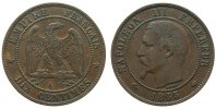 Frankreich 10 Centimes Br Napoleon III, A (Paris), Anker -