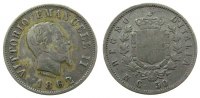 Italien Ag Emanuel II, Mzz: N (Napoli) 50 Centesimi 1862 ss-