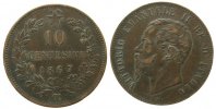Italien 10 Centisimi Ku Emanuel II, OM -