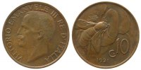 Italien Ku Victor Emanuel III, winziger Randfehler 10 Centesimi 1921 vz-unc