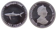 Nightingale Inseln 10 Pence KN Elisabeth II, Hai -