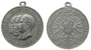 Wilhelm I. (1861-1888) tragbare Medaille Zinn Dreikaiserjahr, Büsten Wilhelm I - Friedrich III und Wilhelm II nach links / Reichsadler, Signatur JD, ca. 34,5 MM -