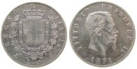 Italien 5 Lire Ag Emanuel II, M (Mailand) -