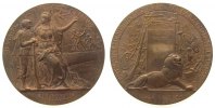 Frankreich Prämienmedaille o.J. Bronze Verteidigungsministerium - für Tapferkeit, Force Courage, stehender Soldat mit Gewehr neben, auf einer Kan...
