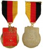 Schützen nach 1945 Teilnehmermedaille am Band -- Deutsche Meisterschaften - Sportschießen im Bogen, für treue Mitarbeit, ca. 35,5 x 39,2 MM -