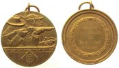 Schützen nach 1945 tragbare Medaille Bronze gestiftet von Franz Schuschu - beste Ringzahl F. Gehrlein, zwei Schützen / Mehrzeiler, ca. 40,5 MM, vergoldet ? -