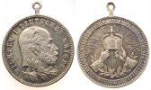 Wilhelm I. (1861-1888) tragbare Medaille Bronze versilbert Wilhelm I (1861-1888) - auf seinen 100. Geburtstag, Büste nach rechts / Zwei Arme halten Kaiserkrone, ca. 28,5 -