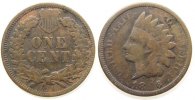 USA 1 Cent Ku Indian Head, Prägefehler (Stempelverschmutzung) im Datum -
