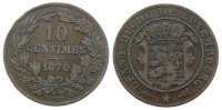 Luxemburg 10 Centimes Br Willem III, mit Punkt, kleine Randstöße -