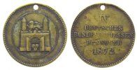 Schützen Schießmarke Messing Hannover - auf das 4. Deutsche Bundesschießen, Schrift / Wappen, ca. 30,4 MM, gelocht -