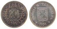 Finnland 200 Markka Ag Wappen, fleckige Patina -