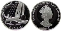Bahamas 2 Dollars Ag Olympiade Katamaran, minimale Flecken -