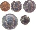 USA 0,91 Dollar div. Kursmünzensatz, 1/2 $,Quarter, Dime, 5 cents, 1 Cent, lose -