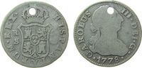Spanien 2 Reales Ag Carlos III, CF, gelocht -