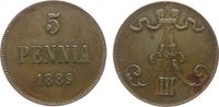 Finnland 5 Pennia Ku Alexander II. von Rußland (1855-1881), feine Kratzer, kleine Randstöße -