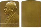Personen Plakette Bronze Göttl Eduard - Magistratsrat in Wien, auf sein 25jähriges Dienstjubiläum, Brustbild nach links, v. L. Hujer, ca. 52 x 74, -