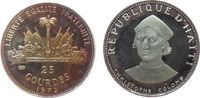 Haiti 25 Gourdes Ag Kolumbus, Patina, minimale Handlingsmarken -