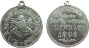 Schützen tragbare Medaille Zink vernickelt (?) Landau (Pfalz) - Erinnerung an das Schützenfest, Hab Aug und Hand fürs Vaterland, ca. 33,8 MM -