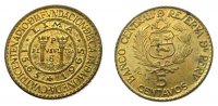 Peru 5 Centavos 1965 Me 400 J. Münzstätte Lima, kleine Flecken unc