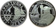 Portugal 25 Ecu Ag Joao II, Segelschiffe, minimal Patina -