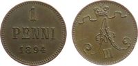 Finnland 1 Pennia Ku Alexander III. von Rußland, Stempelrisse -