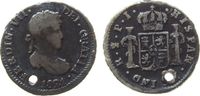 Bolivien 1/2 Real Ag Ferdinand VII, P.J., gelocht - holed -