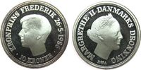Dänemark 10 Kronen Ag Margarethe II / Kronprinz Frederik, etwas angelaufen -
