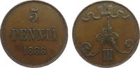 Finnland 5 Pennia Ku Alexander II. von Rußland (1855-1881), feine Kratzer, kleine Randstöße -