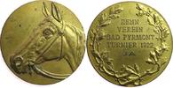 Tiere Preismedaille Bronze vergoldet Bad Pyrmont - Turnier 1921 JA, Pferdekopf nach links / Mehrzeiler mit Gravur, ca. 60 MM -